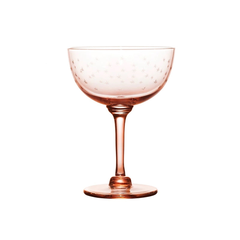 Set of 4 Rose Coloured 'Stars' Champagne Saucers