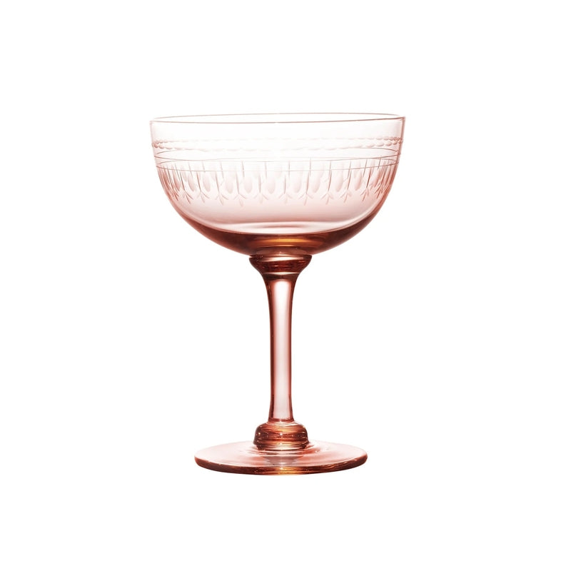 Set of 4 Rose Coloured 'Oval' Champagne Saucers
