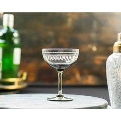 Set of 4 Smoky Coloured Crystal Champagne Saucers with Ovals Design