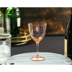 Set of 4 Rose Coloured Crystal Wine Glasses with Stars Design