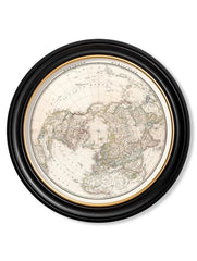 C.1838 World Map Hemispheres with Round Frames