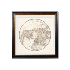 C.1838 World Map Hemispheres Vintage Framed Prints