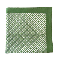 Stella' Green Handblock Printed Tablecloth
