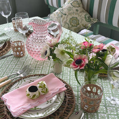 Stella' Green Handblock Printed Tablecloth