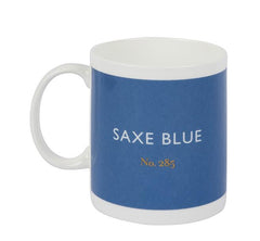 White Bone China Gilt Lettering Block Colour Mug Cup Saxe Blue 