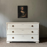 Wide Neo-Classical Painted Chest of Drawers in Gustavian White