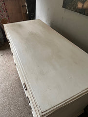 Wide Neo-Classical Painted Chest of Drawers in Gustavian White