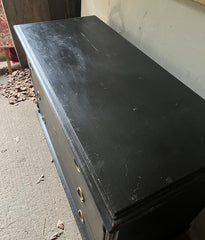 Wide Neo-Classical Antique Chest of Drawers in Warm Black