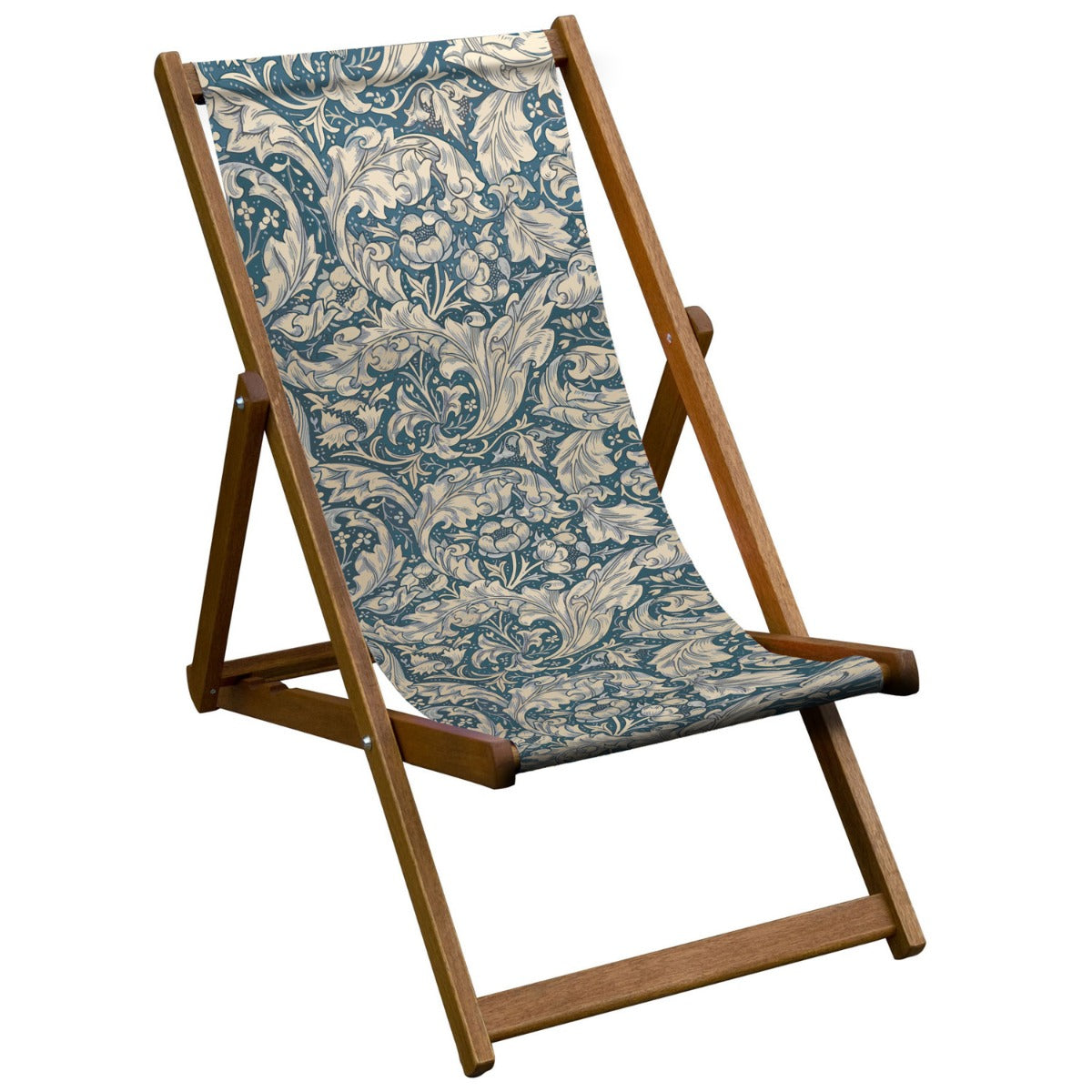 Vintage Inspired Wooden Deckchair with William Morris 'Bachelors Buttons' Design