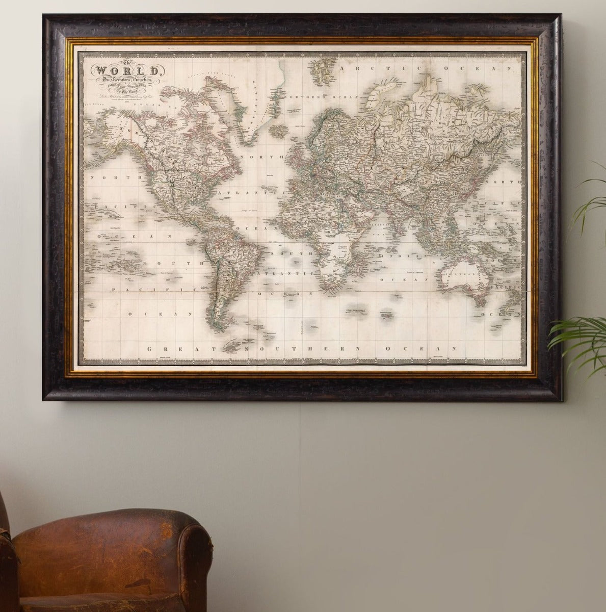 C. 1838 Map of the World Framed Print