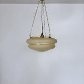 Yellow Textured Vintage Glass Diffuser Shade with Decorative Gold Bands