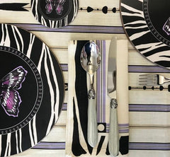 Zephyr' Ivory, Lilac & Black Butterly Patterned Napkin