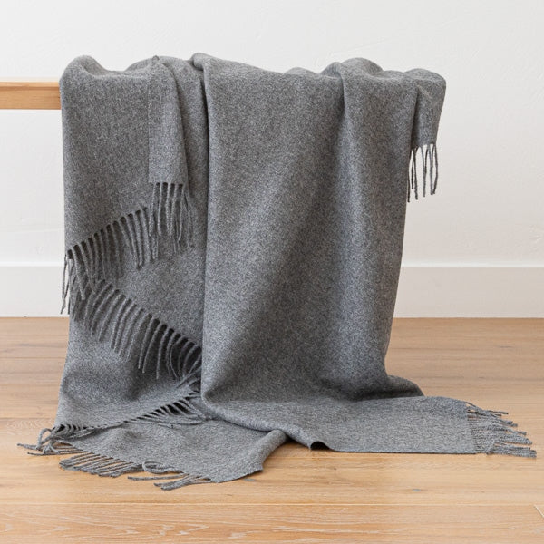 100% Baby Alpaca Grey Throw 