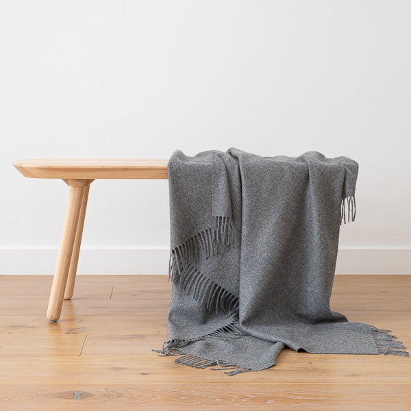 100% Baby Alpaca Grey Throw 