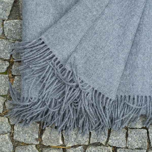 100% Baby Alpaca Grey Throw 