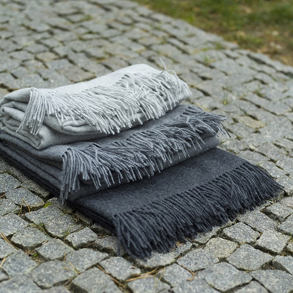 100% Baby Alpaca Grey Throw 