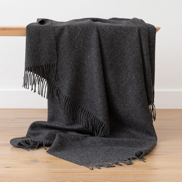 100% Baby Alpaca Charcoal Grey Throw