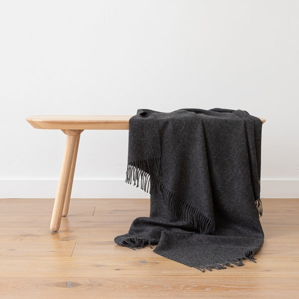 100% Baby Alpaca Charcoal Grey Throw