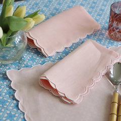 pale pink scallop placemats linen
