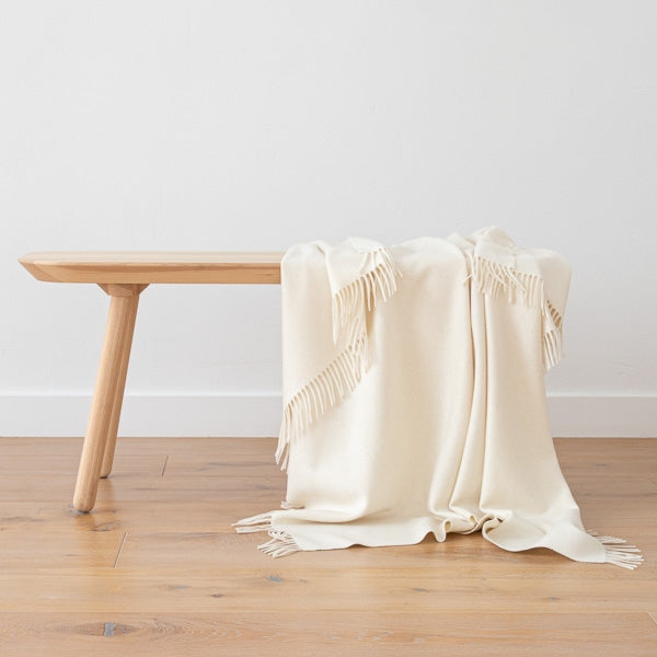 100% Cashmere Throw In Ivory