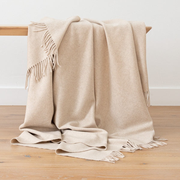 100% Cashmere Throw In Warm Beige