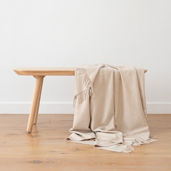 100% Cashmere Throw In Warm Beige