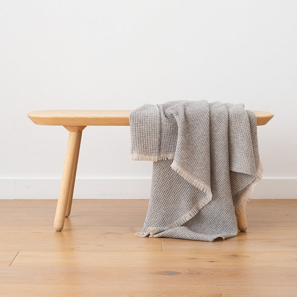 Extra Fine Merino Wool  Grey Checked Throw 