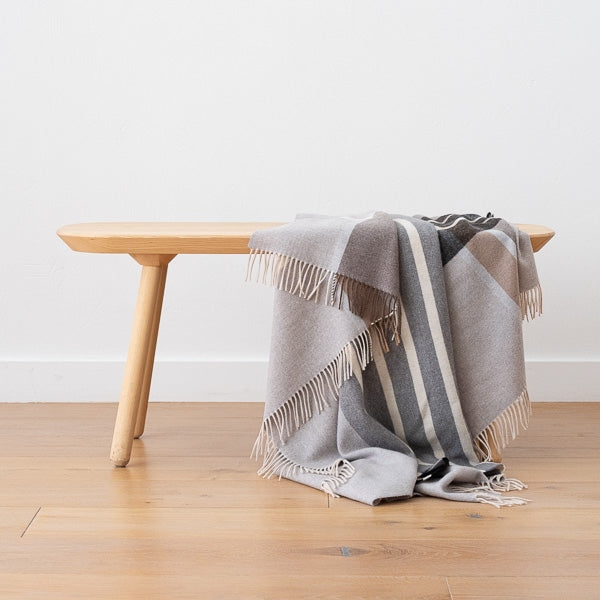 Extra Fine Merino Wool Striped Grey Throw