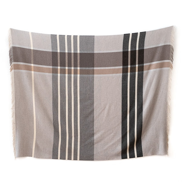 Extra Fine Merino Wool Striped Grey Throw