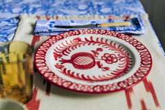 Spanish Handpainted Dinner Plate with Burnt Sienna 'Pomegranate' Design