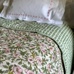 Sarah K Green & Pink Floral Quilt