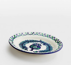 Mews Furnishings Spanish Platter With Blue & Green 'Pomegranate & Fern' Design