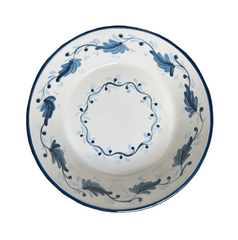 Mews Furnishings Spanish Lebrillo Large Bowl With Indigo Flower Design