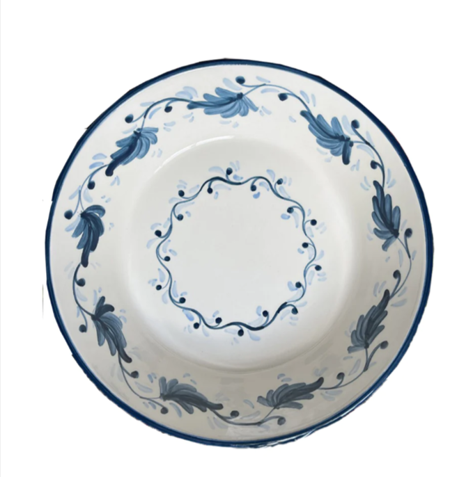 Mews Furnishings Spanish Lebrillo Large Bowl With Indigo Flower Design