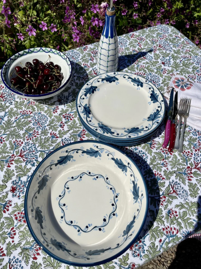 Mews Furnishings Spanish Lebrillo Small Bowl With Indigo Flower Design