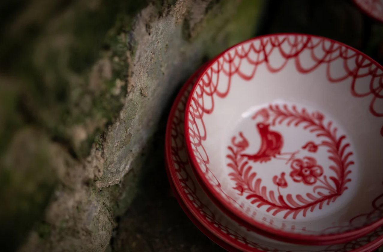 Mews Furnishings Spanish Lebrillo Medium Bowl With Burnt Sienna 'Bird' Design