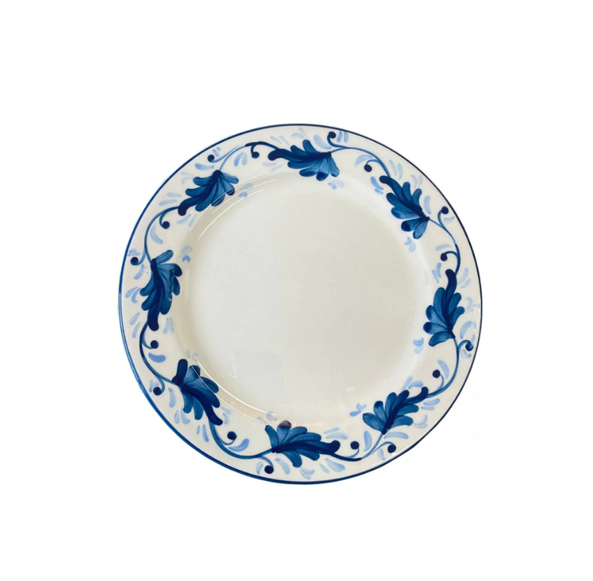 Mews Furnishings Spanish Handpainted Dinner Plate With Indigo 'Floral' Design