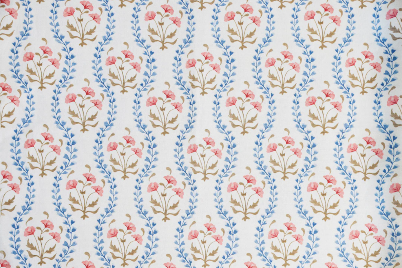 Mews Furnishings Iznik Vine Blue & Pink Floral Fabric