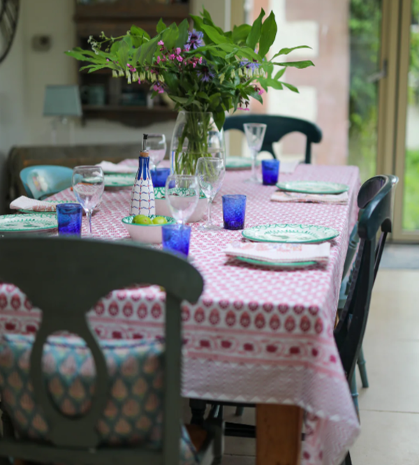 Mews Furnishings Nellie Tablecloth in Pink