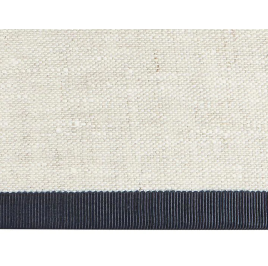 Rosana Lonsdale Stretched Ivory Linen Lampshade with Dark Blue Coloured Trim 