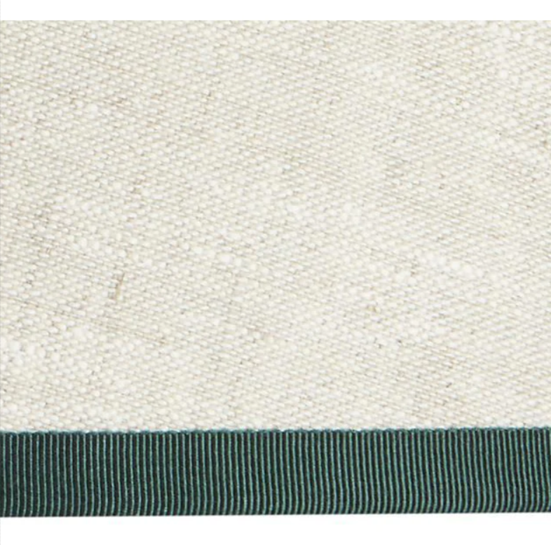 Rosana Lonsdale Stretched Ivory Linen Lampshade with Artichoke Green Coloured Trim 