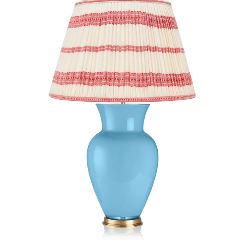 Embroided Red Striped Gathered Straight Empire Lampshade