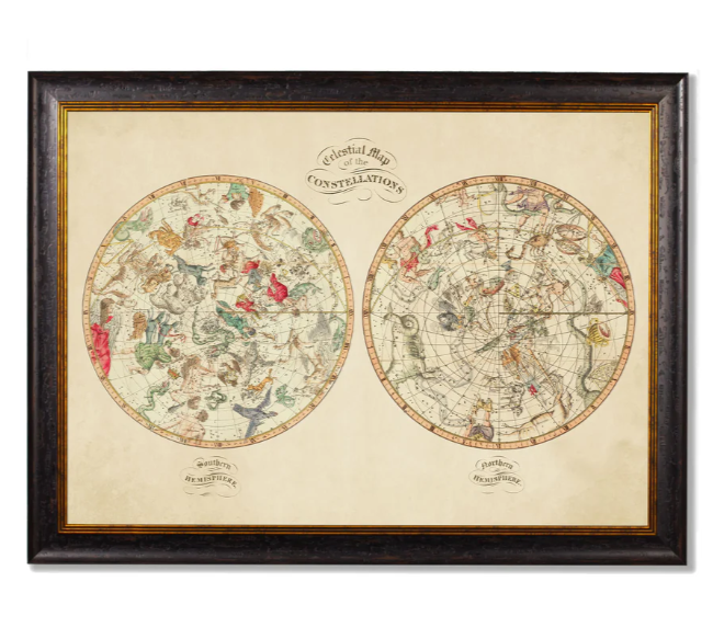 C.1820 Map of Constellation Framed Vintage Print
