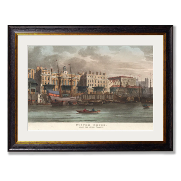 c.1808 Custom House from the River Thames Vintage Framed Print