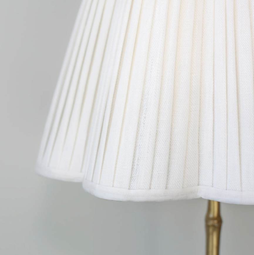 Scalloped Ivory Linen Lampshade with a Ivory Trim- Patton House  
