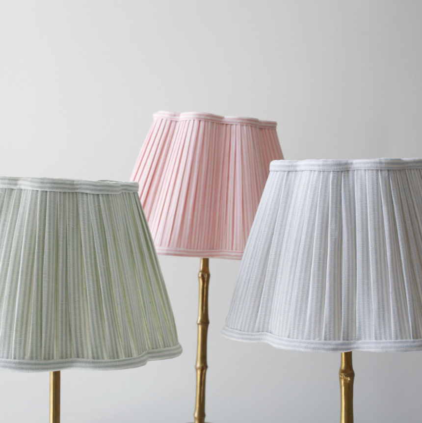 Scalloped Striped Lampshade in Rose Pink & Ivy Patton House