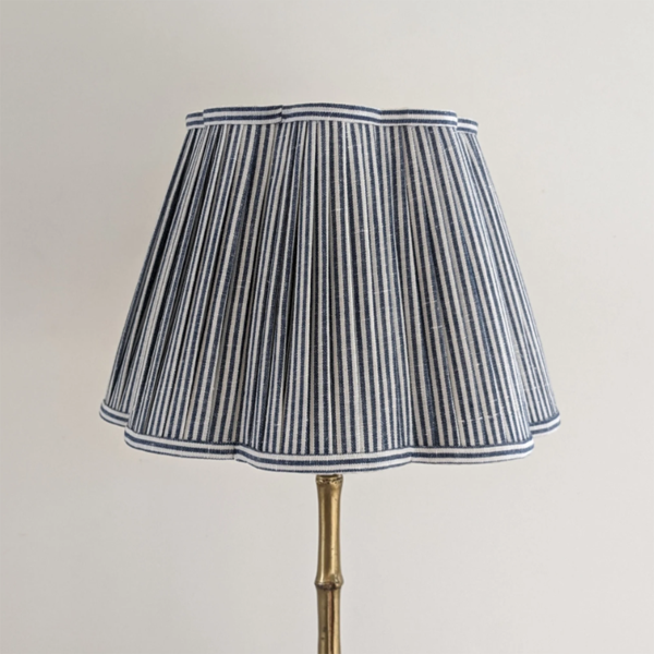 Scalloped Striped Lampshade in Navy & Ivy Patton House