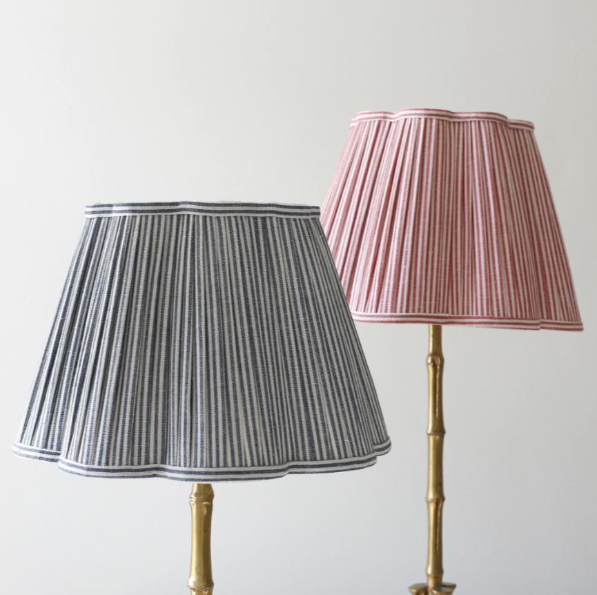 Scalloped Striped Lampshade in Navy & Ivy Patton House