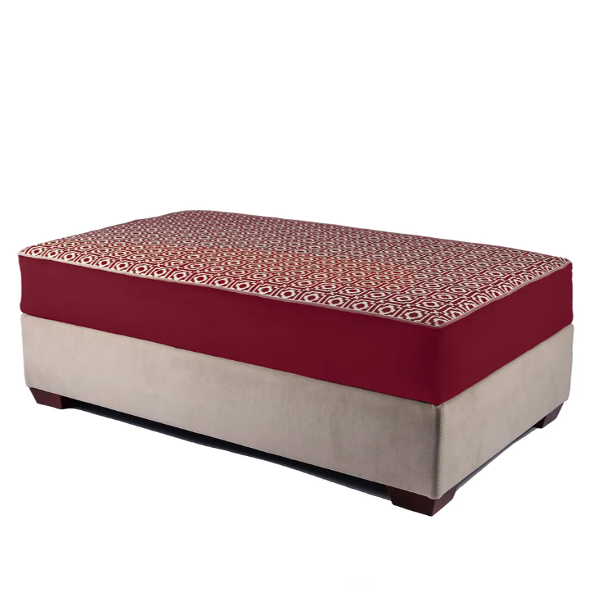 Made to Order Raspberry 'Alotablot' Fabric Ottoman | Kelling Home