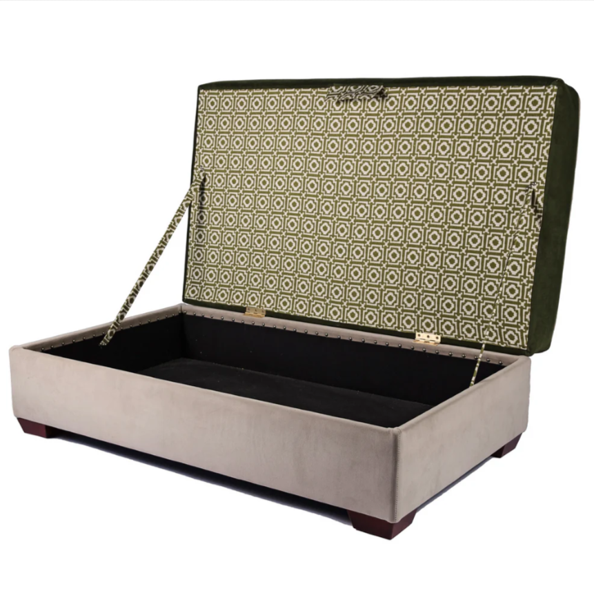 Made to Order Green 'Alotablot' Fabric Ottoman | Kelling Home